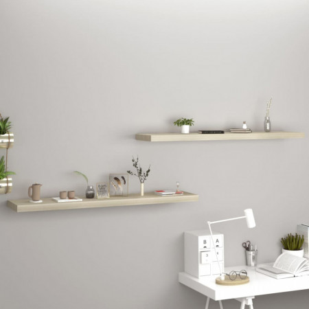 Rafturi perete suspendate, 2 buc., stejar, 120x23,5x3,8 cm, MDF - V323884V