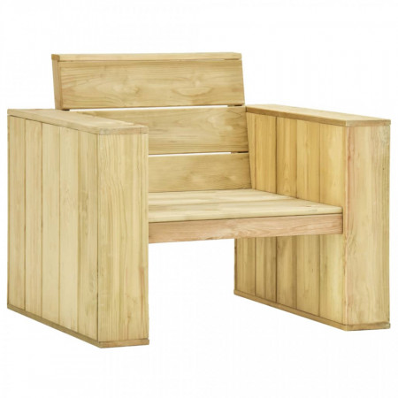 Scaun de grădină cu perne gri taupe, lemn de pin tratat - V3065749V