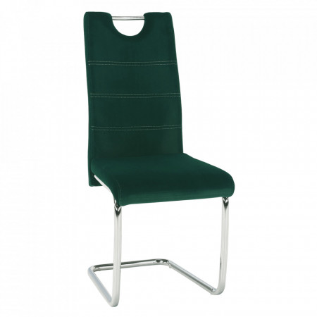 Scaun de luat masa, ţesătură de catifea smarald / cusături deschise - TP285418
