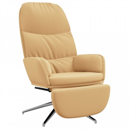 Scaun de relaxare cu taburet, crem, piele ecologică - V3097386V