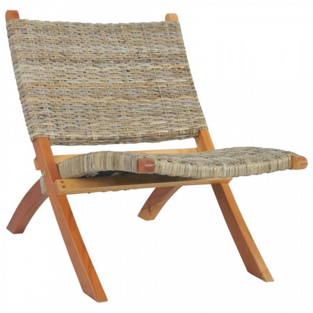 Scaun relaxare, natural, ratan kubu si lemn masiv de mahon - V285803V
