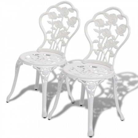 Scaune bistro, 2 buc., alb, aluminiu turnat - V43176V