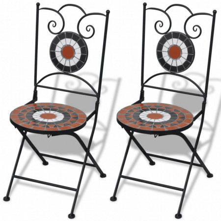 Scaune bistro pliante, 2 buc., caramiziu si alb, ceramica - V41535V