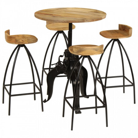 Set de bar, 5 piese, lemn masiv de mango - V245272V
