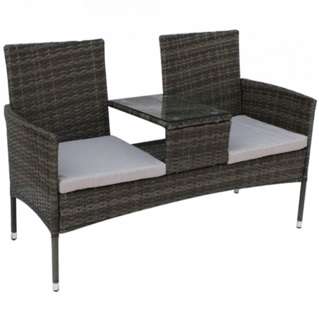 Set de grădină din ratan cu măsuţă şi perne, gri - TP277433