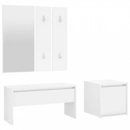 Set de mobilier pentru hol, alb extralucios, lemn prelucrat - V3082050V
