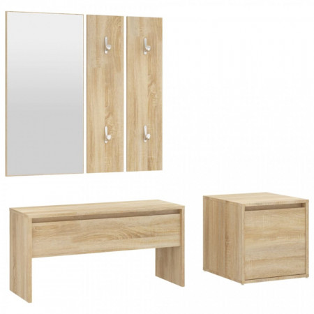 Set de mobilier pentru hol, stejar sonoma, lemn prelucrat - V3082047V