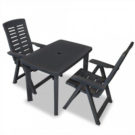 Set mobilier bistro, 3 piese, antracit, plastic - V275083V