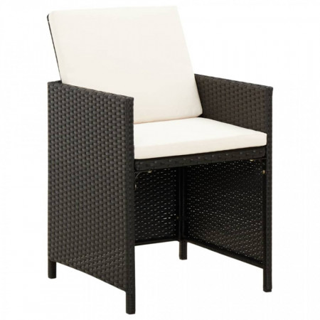 Set scaune de grădină și taburet, 4 piese, negru, poliratan - V316751V