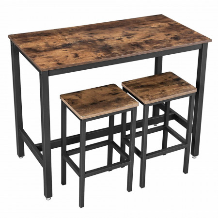 SOSBI1 - Masa si 2x scaune bar stil Industrial, 120 x 60 x 90 cm si 40 x 30 x 65 cm