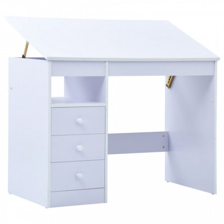 Birou de studiu &amp; desenat pentru copii rabatabil, alb - V287448V