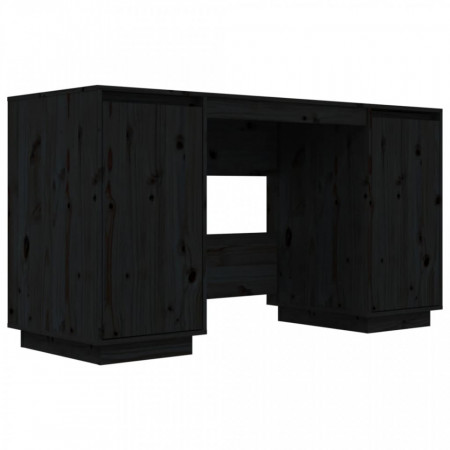 Birou, negru, 140x50x75 cm, lemn masiv de pin - V814328V
