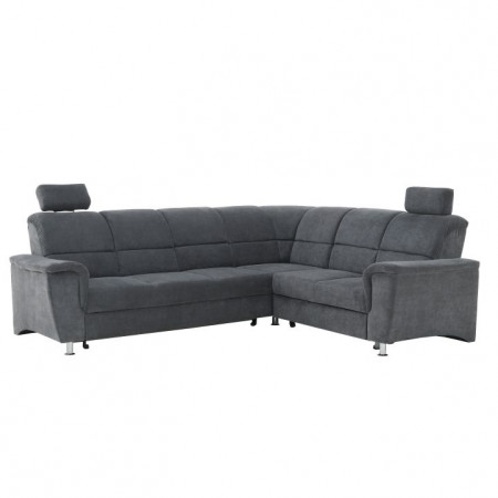 Colţar extensibil, material textil gri, model dreapta, 267x86/114x217 cm - TP149052