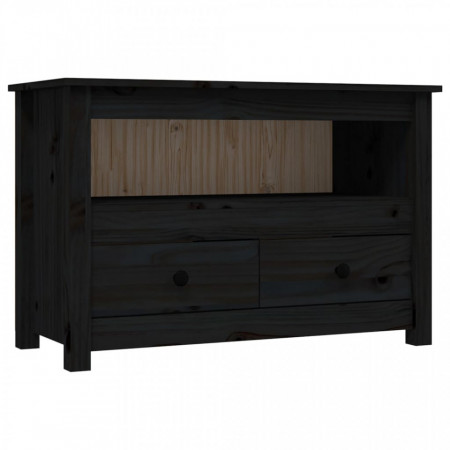 Comodă TV, negru, 79x35x52 cm, lemn masiv de pin - V821501V
