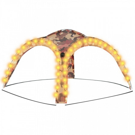 Cort de petrecere cu LED și 4 pereți, camuflaj, 3,6x3,6x2,3 m - V93078V