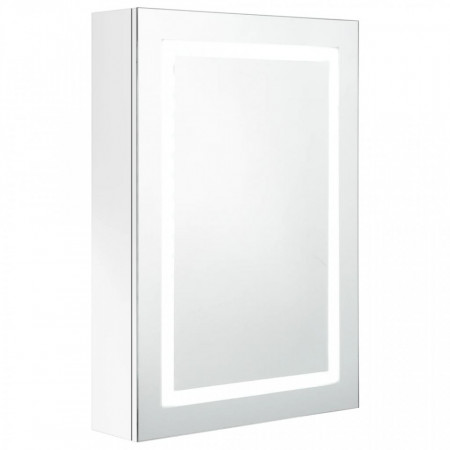 Dulap de baie cu oglindă și LED, alb strălucitor, 50x13x70 cm - V326494V