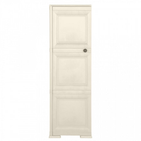 Dulap din plastic, 40x43x125 cm, crem, design de lemn - V340603V