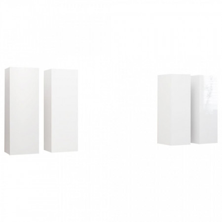 Dulap TV, 4 buc, alb extralucios, 30,5x30x90 cm, lemn prelucrat - V3079371V