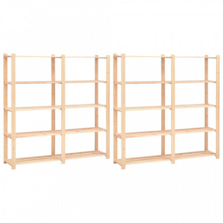 Etajere cu 5 rafturi, 2 buc, 170x38x170 cm, lemn de pin, 500 kg - V3051109V