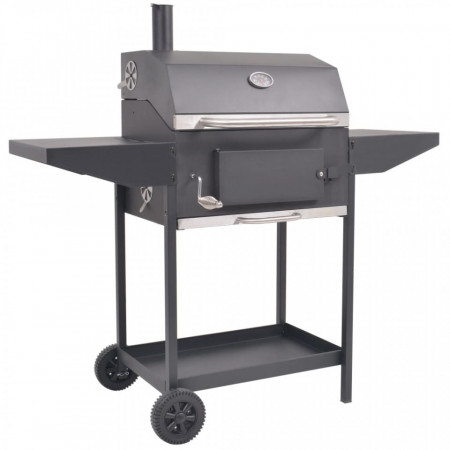 Gratar barbecue cu carbuni, afumatoare si raft jos, negru - V43048V