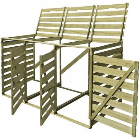 Magazie de pubele triplă, 240 L, lemn tratat - V42271V