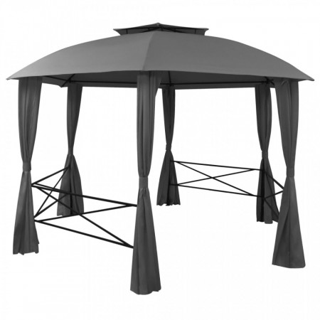 Marchiză pavilion de grădină cu perdele, 360x265 cm, hexagonal - V44766V