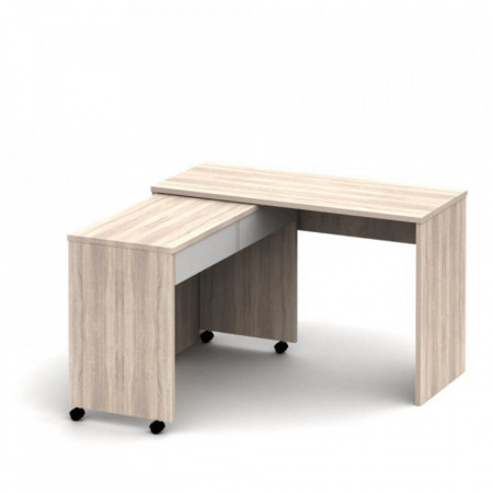 Masă extensibilă PC cu sertare, sonoma/alb - TP111608