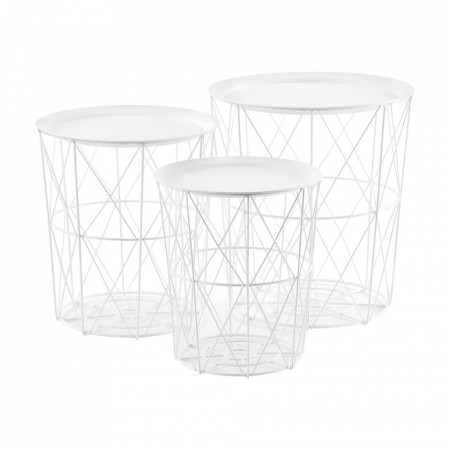 Masuta cafea, set 3 buc masuri diferite, alb - P66801071