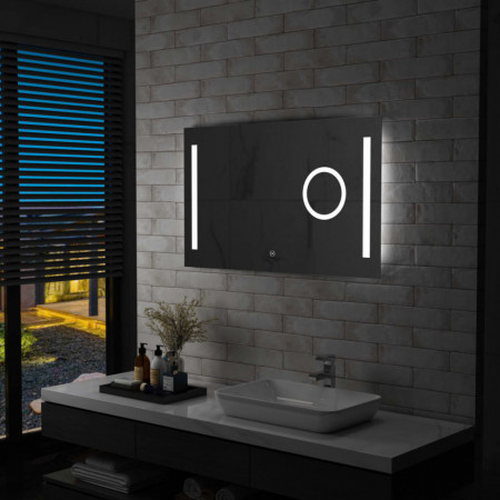 Oglinda cu LED de perete de baie cu senzor tactil, 100 x 60 cm - V144741V