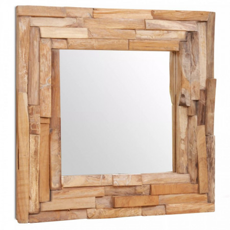 Oglinda decorativa din lemn de tec, 60 x 60 cm, patrat - V244562V