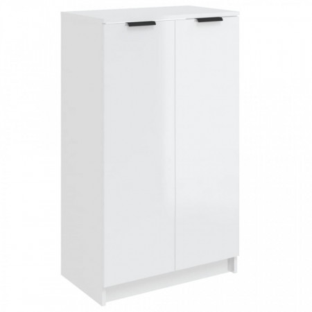 Pantofar, alb extralucios, 59x35x100 cm, lemn compozit - V811445V