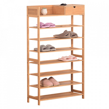 Pantofar, suport pentru pantofi, 7 poliţe, bambus, 70x25x117 cm - TP296533