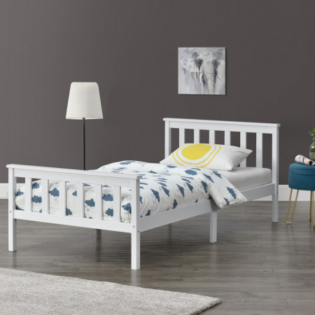 Pat lemn dublu, 209 x128 x 80 cm, alb mat, 150 Kg, fara saltea - P72021421
