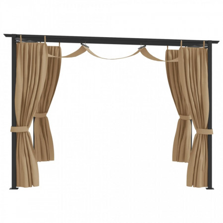 Pavilion cu draperii, gri taupe, 3 x 3 m, oțel - V313897V