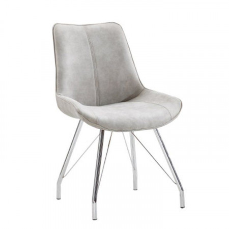 Scaun, piele ecologică gri/crom - TP204526