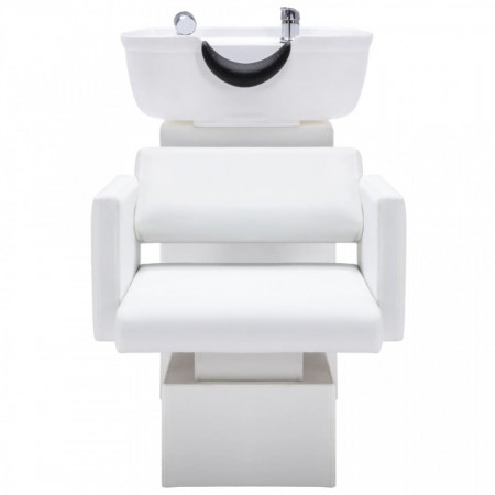 Scaun salon șamponare cu lavoar alb, 129x59x82cm, piele eco - V337180V
