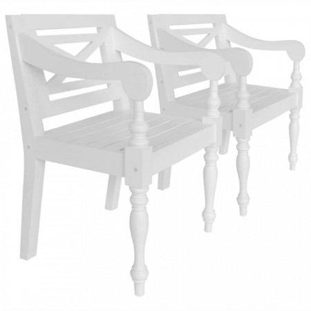 Scaune Batavia, 2 buc., alb, lemn masiv mahon - V246963V