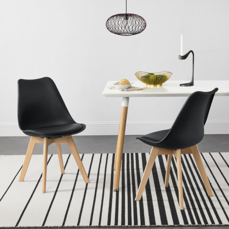 Scaune bucatarie, set 6 buc, fag, negru - P74694648