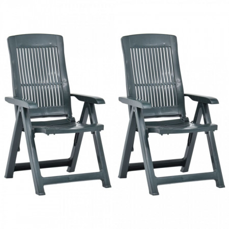Scaune de gradina rabatabile, 2 buc., verde, plastic - V48767V