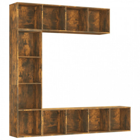 Set dulap TV/cărți, 3 piese, stejar afumat, 180x30x180 cm - V3152713V