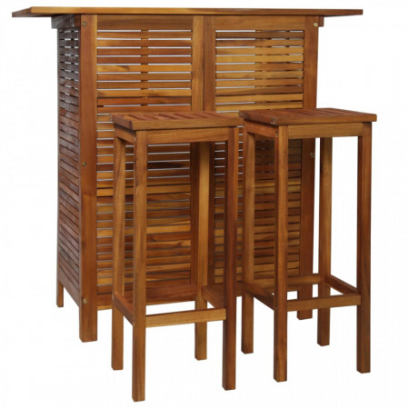 Set masa si scaune de bar, 3 buc., lemn masiv de salcam - V44008V