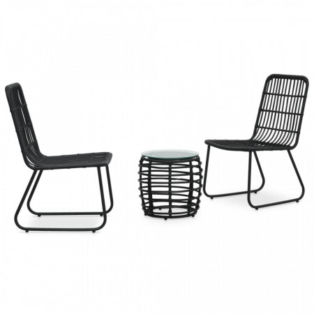 Set mobilier de bistro, 3 piese, negru, poliratan - V48585V