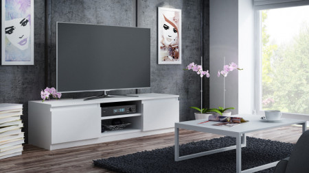 TECTV2 - Comoda TV 140 cm, living - Alb, Stejar, Maro, Sonoma-Alb, Negru, Sonoma, Maro-Alb