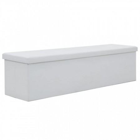 Banca depozitare pliabila, alb, 150x38x38cm, imitatie piele - V247092V
