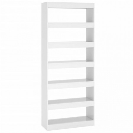 Bibliotecă/Separator cameră, alb extralucios, 80x30x166 cm, PAL - V811733V