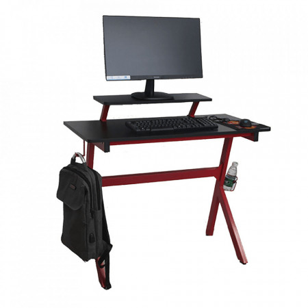 Birou, măsuţă gaming, masă PC, roşu şi negru, 95 cm - TP277494