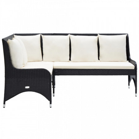 Canapele de colț pentru grădină, 2 buc., negru, poliratan - V310224V