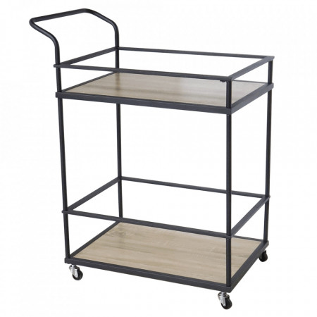 Cărucior de servire, culoarea stejar/negru, 61x43x89 cm - TP302744