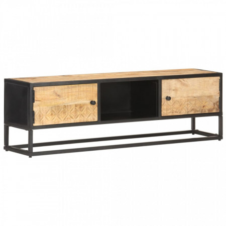 Comoda TV cu usa sculpata, 130 x 30 x 40 cm, lemn mango brut - V320943V