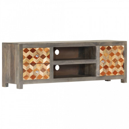 Comoda TV, gri, 120 x 30 x 40 cm, lemn masiv de mango - V282735V